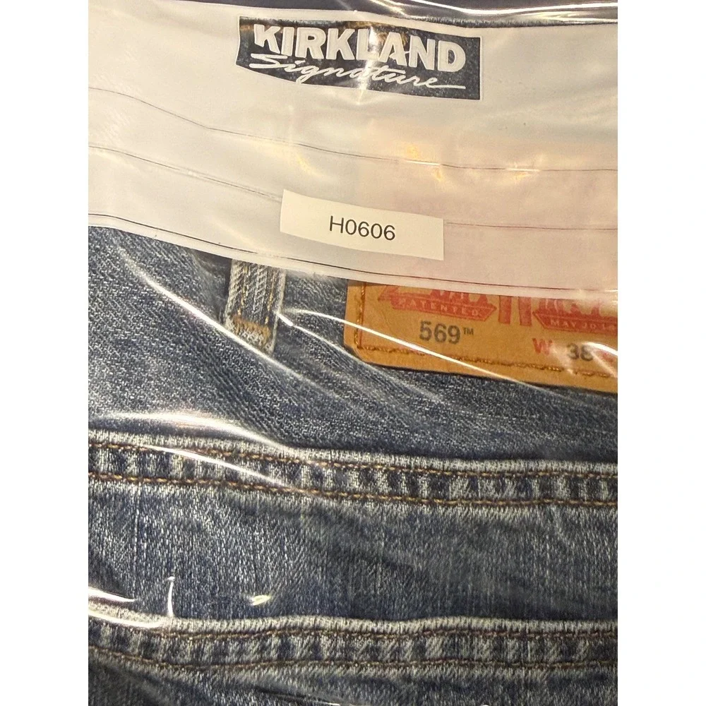 Levis 569 Loose Straight Jeans Mens 38x26 Medium Wash Blue Denim Hemmed H0606
